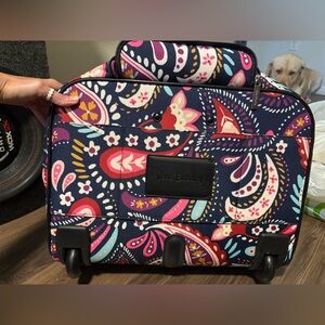 Vera Bradley Paisley Rolling Tote in Blue and Pink